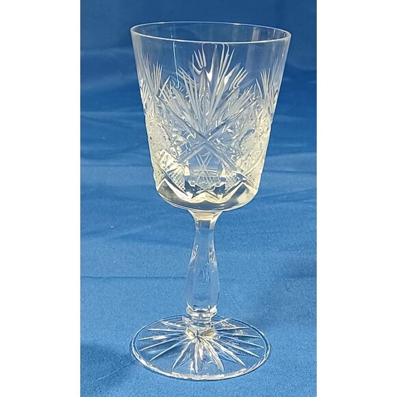 Vtg Bohemian Cut Lead Crystal Decanter 6 Wine Sherry Cordial Glasses Set - Picture 5 of 16